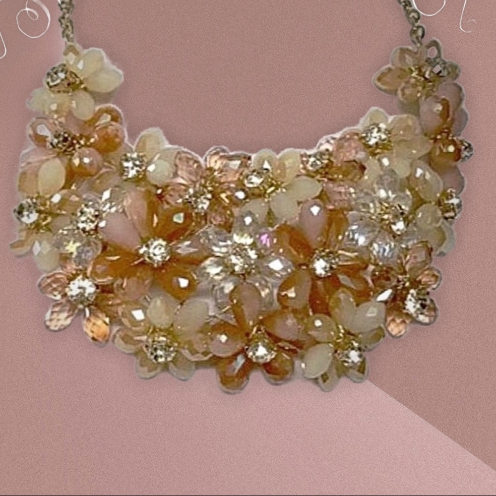 Statement Floral Cluster Beaded Necklace